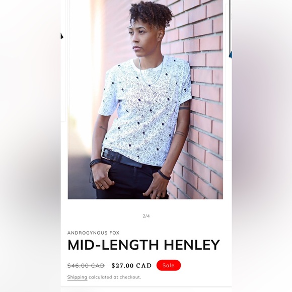 🏷️2/$20 - NWT Androgynous Fox - Mid Length Henley - Size XS - Picture 3 of 4